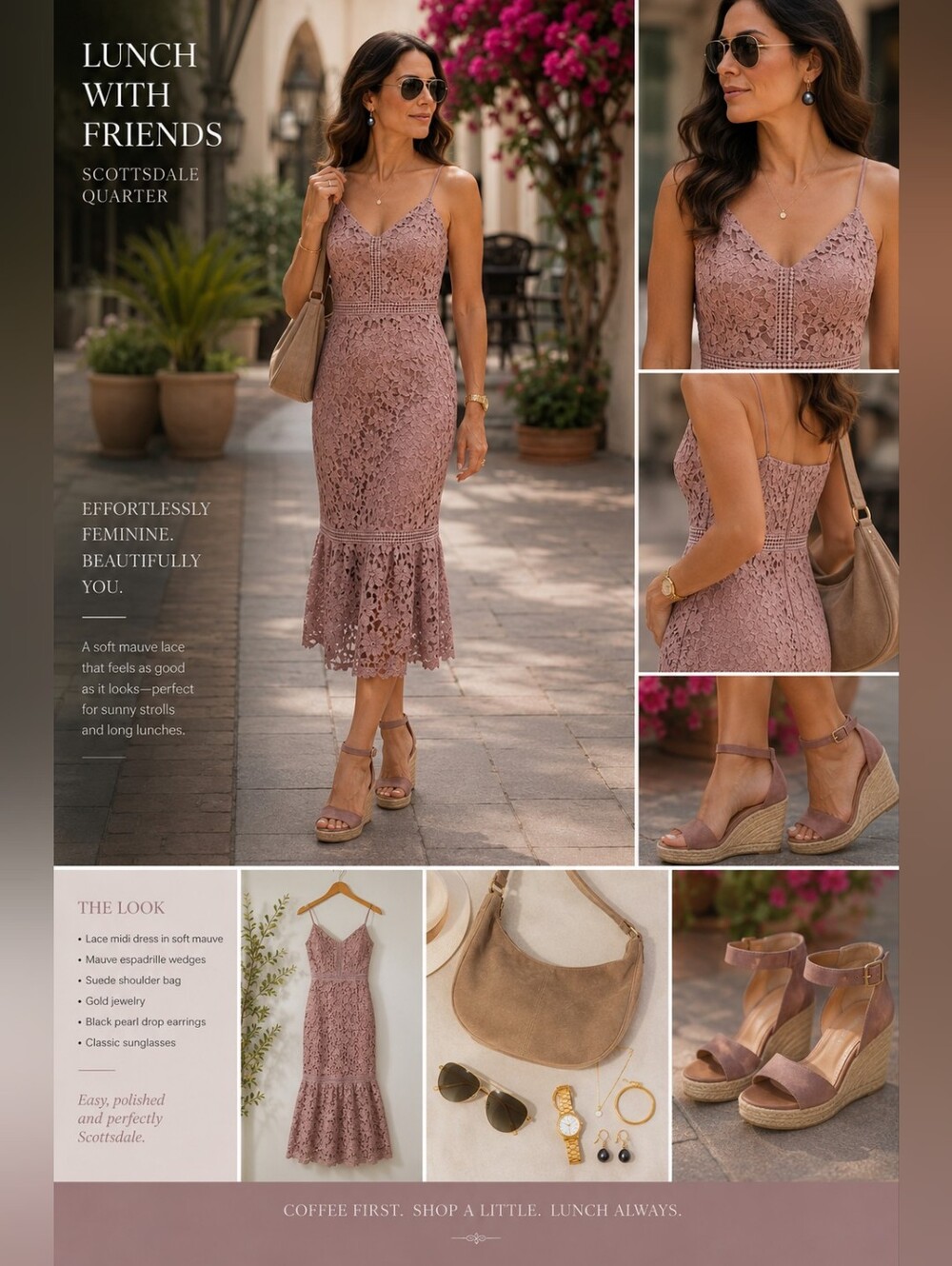 FATE Blush Lace Midi Dress with Spaghetti Straps